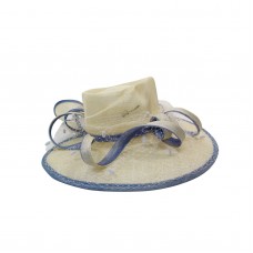 Private Label Used  Pristine Cream & Blue Derby Hat Cream/Blue Ivory/Blue  eb-34751199